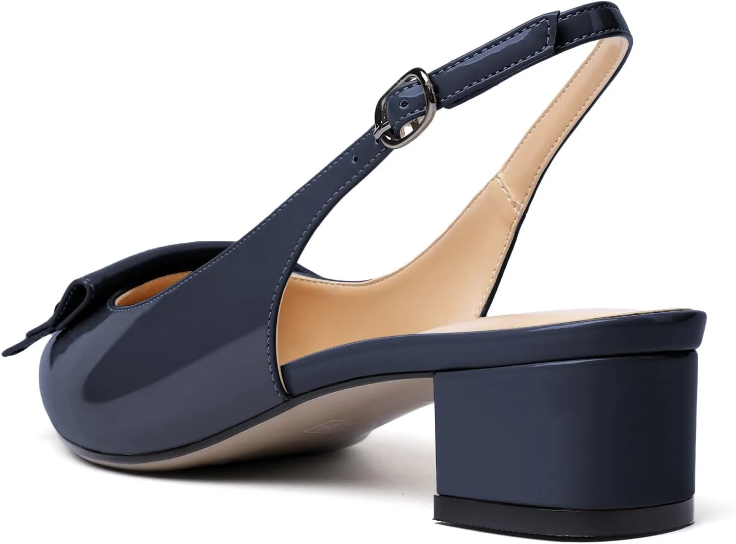 SAMMITOP Women's Slingback Pointed Toe Block Chunky Low Heel Pumps Shoes with Buckle for Office Dress