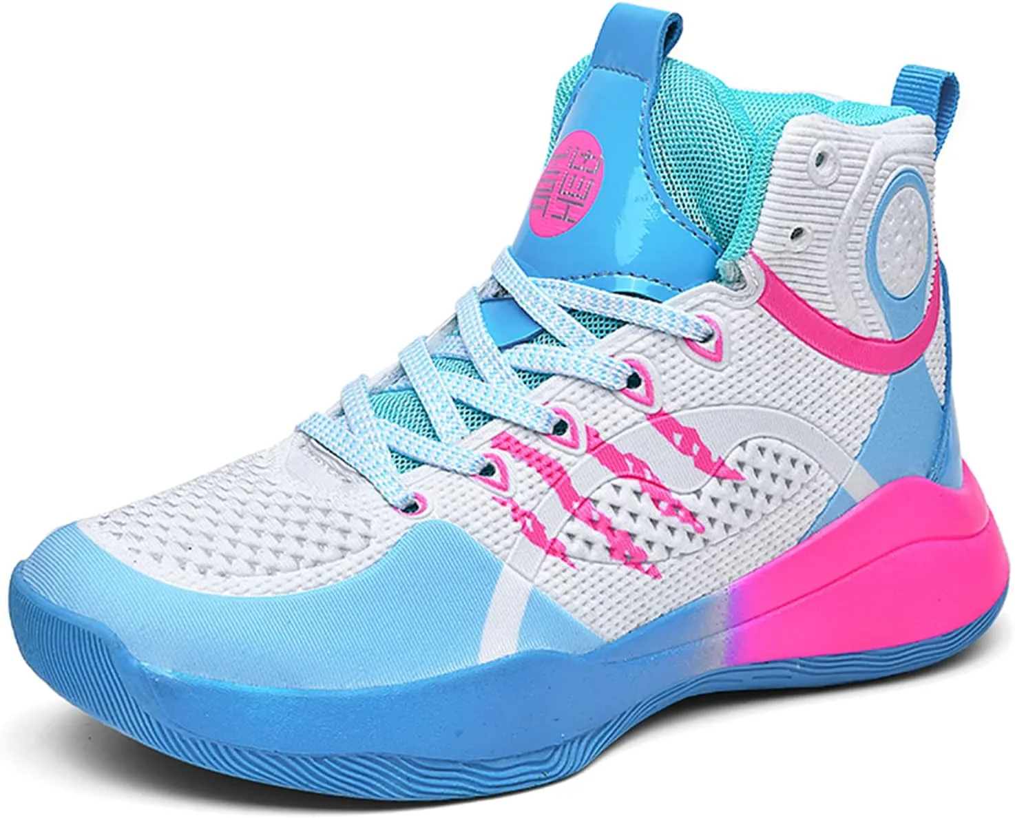 Sanearde Boys Grils Basketball Shoes High Top Youth Fashion Lightweight Volleyball Sneakers Comfortable Non-Slip Footwear