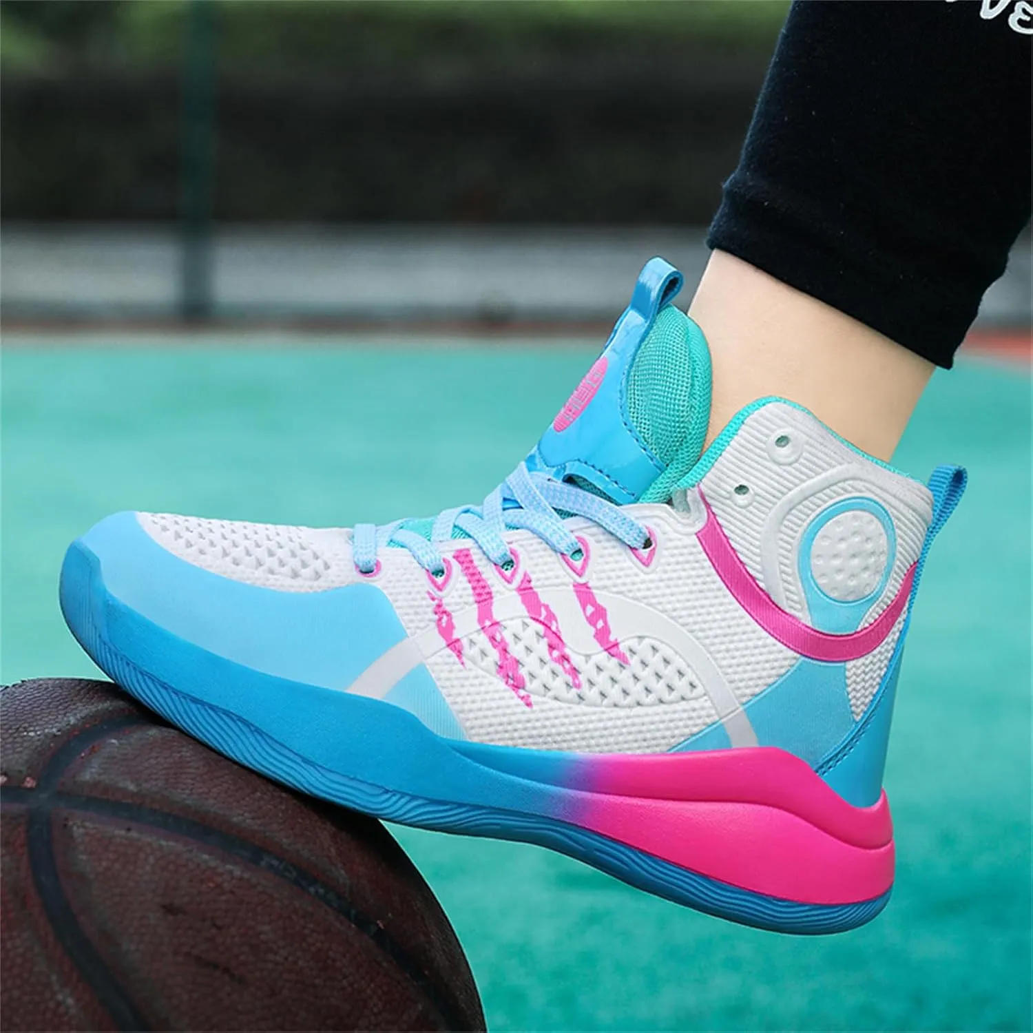 Sanearde Boys Grils Basketball Shoes High Top Youth Fashion Lightweight Volleyball Sneakers Comfortable Non-Slip Footwear