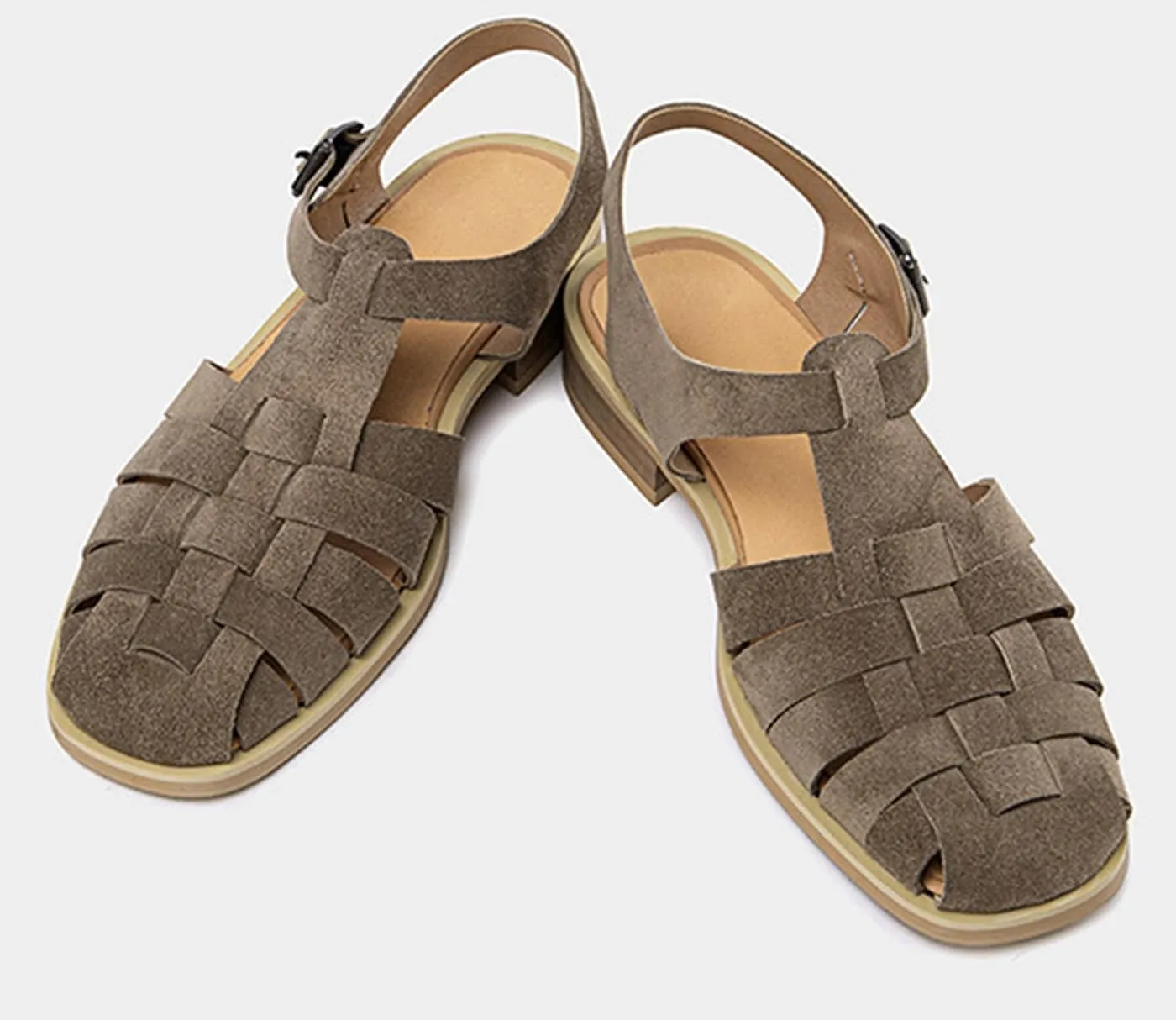 Santimon Mens Sandals Black Dress Slippers Handwoven Cowhide Leather Casual Shoes for Men Summer Beach Closed Toe Sandals Stylish Comfortable Non-Slip Shoes