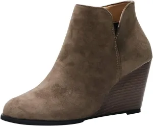SBGMoSJ Wedge Boots for Women Ankle Booties Wide Width Ankle Booties Wedge Boot Shoes for Women Dress Ankle Booties Leather Brown Western Ankle Booties for Women Vintage Ankle Boots for Women