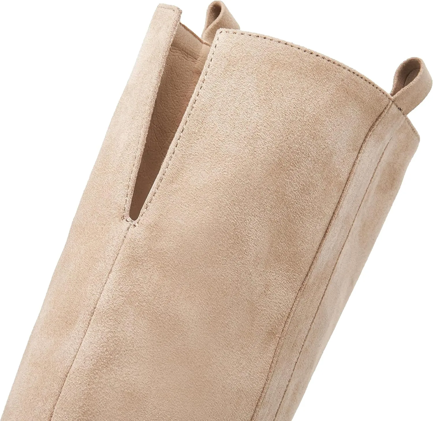 SERAIH Womens Over The Knee Thigh High Boots Faux Suede Pointed Toe Side Zipper Chunky Block Heel Stretch Boots