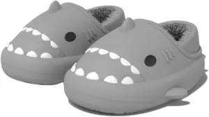 Shark Slides Women Men Boy Girl Waterproof Winter Warm Plush Comfy Sandals Non-Slip Thick Sole Cute Slippers Wrap Heel