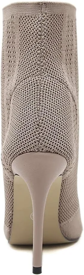 Shinelly Women Open Toe High Heel Booties Slip On Ankle Boots