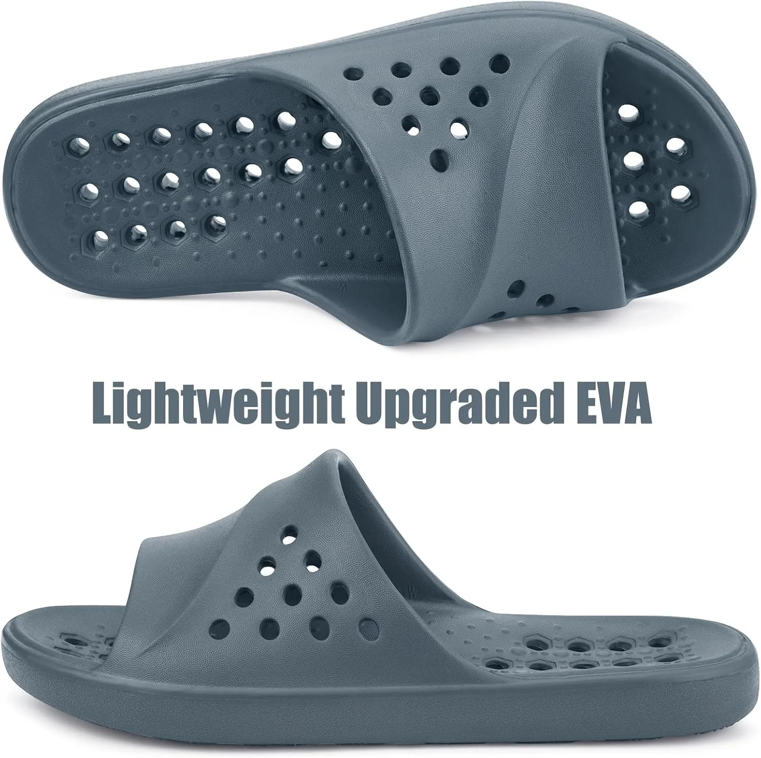 Shower Shoes for Womens Mens Massage Pool Slides with Arch Support Quick Drying Beach Sandals Non Slip Summer Bathroom Indoor House Slippers with Drain Holes