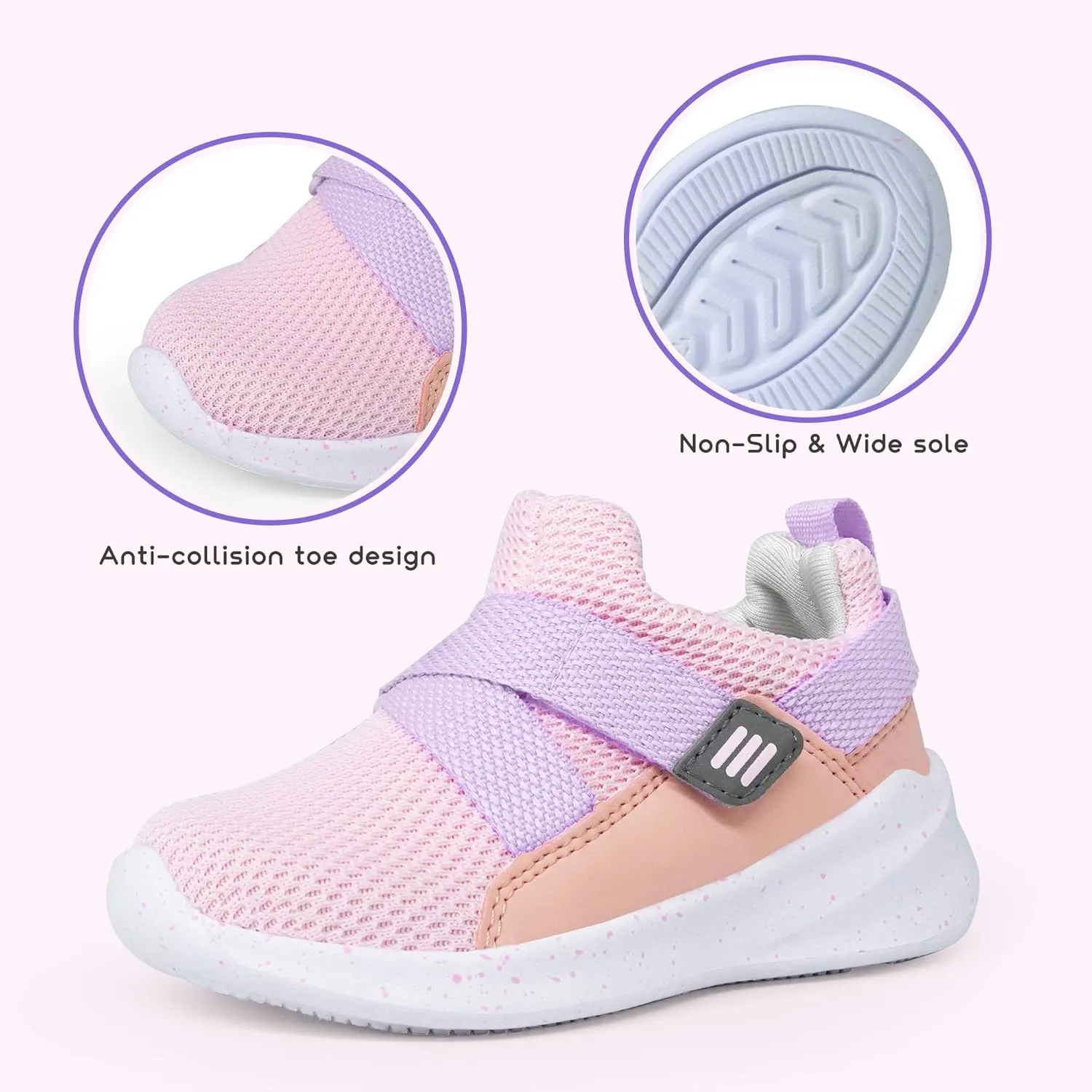 SKYWHEEL Toddler Boys Girls Tennis Shoes Kids Slip On Barefoot Shoes Wide Casual Walking Running Sneakers for Little Kids