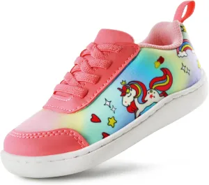 SKYWHEEL Toddler Girls Boys Tennis Shoes Wide Toe Box Barefoot Cartoon Walking Running Sneakers Breathable Slip On Lightweight Shoes for Little Kids