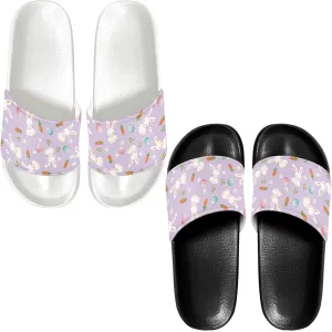 Slide Sandals Slippers for Women and Men, Cozy PU Uppers EVA Sole Non Slip Quick Drying Shower Shoes Bathroom Office