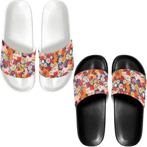 Slide Sandals Slippers for Women and Men, Cozy PU Uppers EVA Sole Non Slip Quick Drying Shower Shoes Bathroom Office