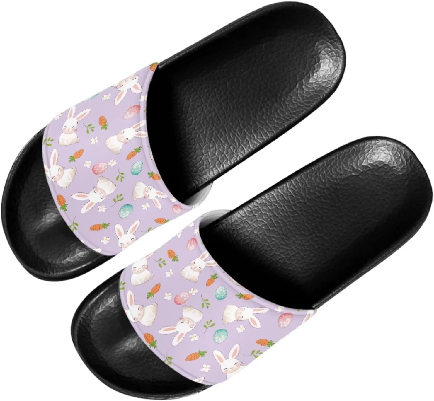 Slide Sandals Slippers for Women and Men, Cozy PU Uppers EVA Sole Non Slip Quick Drying Shower Shoes Bathroom Office