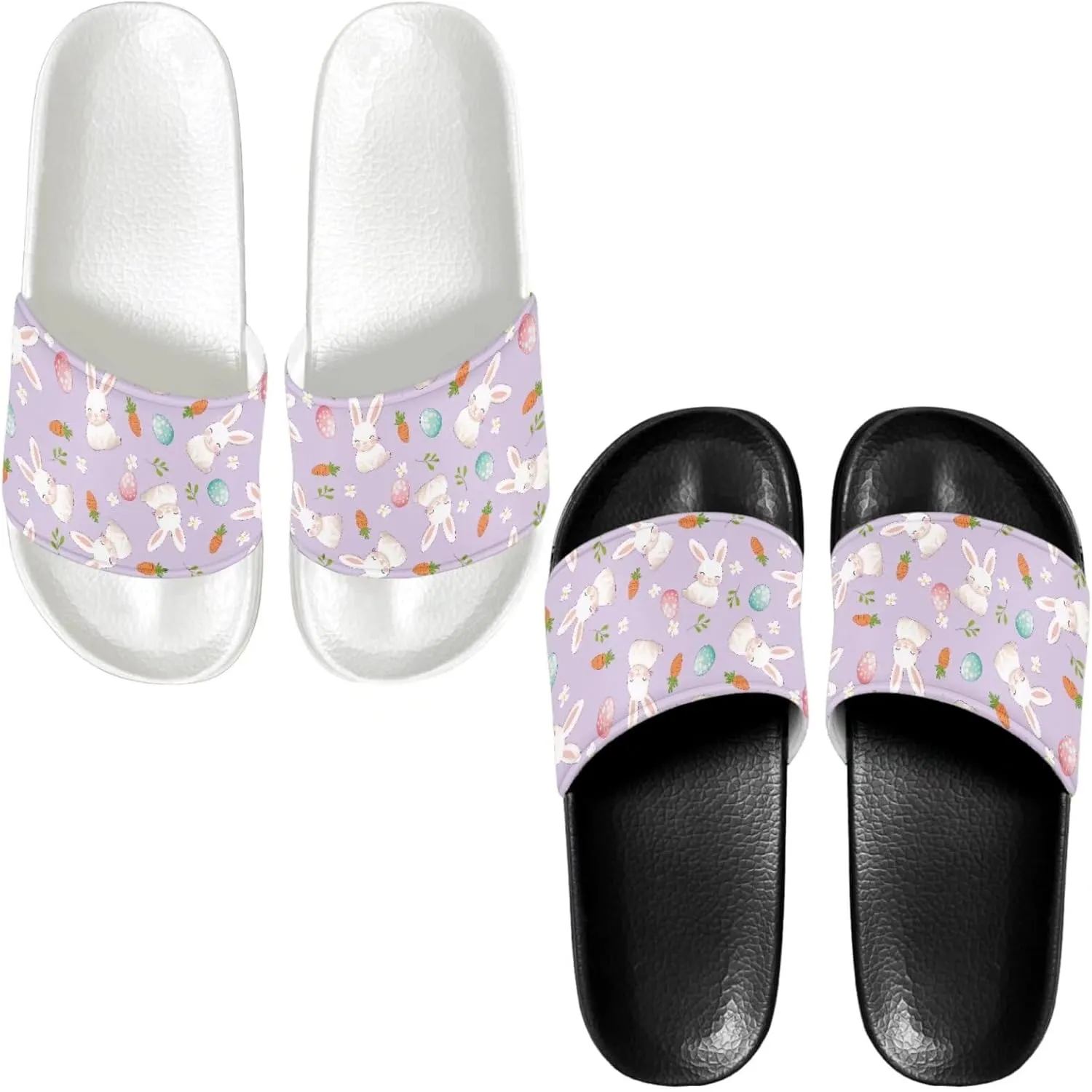 Slide Sandals Slippers for Women and Men, Cozy PU Uppers EVA Sole Non Slip Quick Drying Shower Shoes Bathroom Office