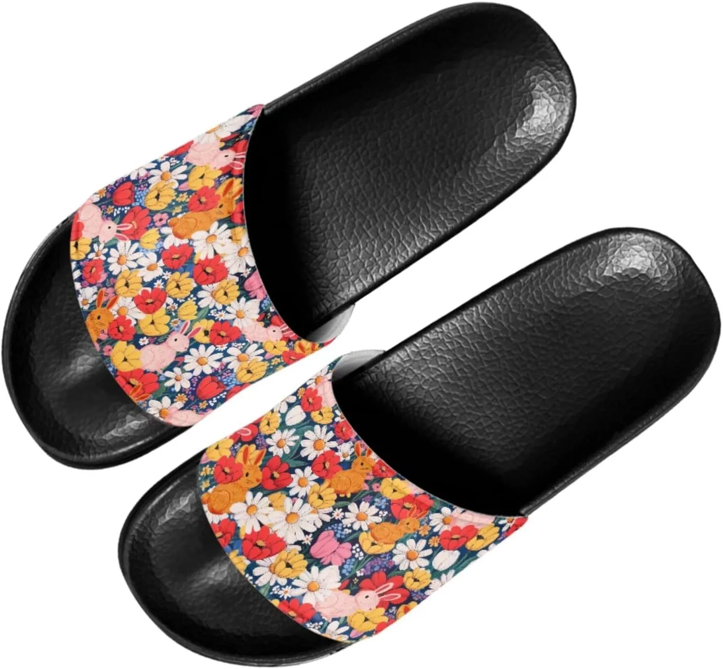 Slide Sandals Slippers for Women and Men, Cozy PU Uppers EVA Sole Non Slip Quick Drying Shower Shoes Bathroom Office