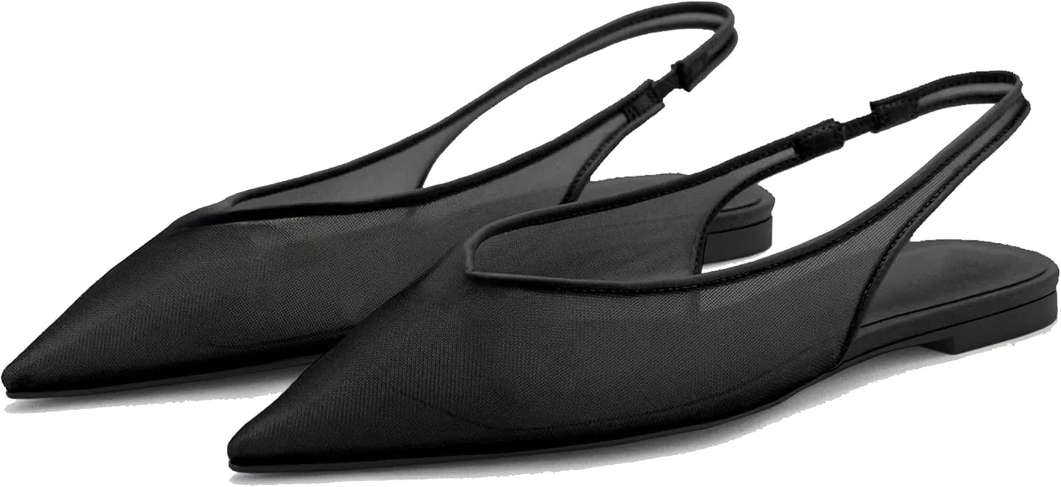 Slingback Flats for Women Stylish Pointed Toe Design with Comfortable Mesh Material for Breathable Party Dress Elegant Shoes
