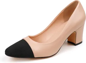 Slingbacks Heels for Women Two Tone Shoes Block Heels Casual Wedding Dress Shoes