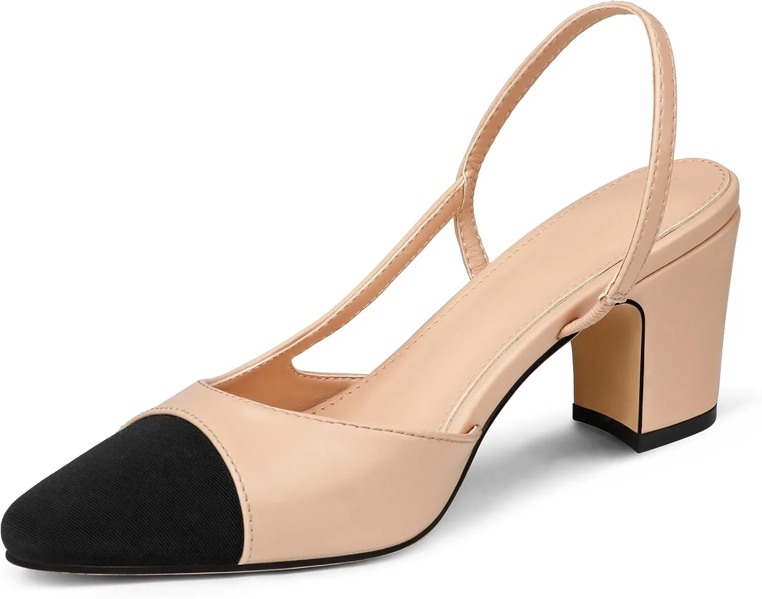 Slingbacks Heels for Women Two Tone Shoes Block Heels Casual Wedding Dress Shoes