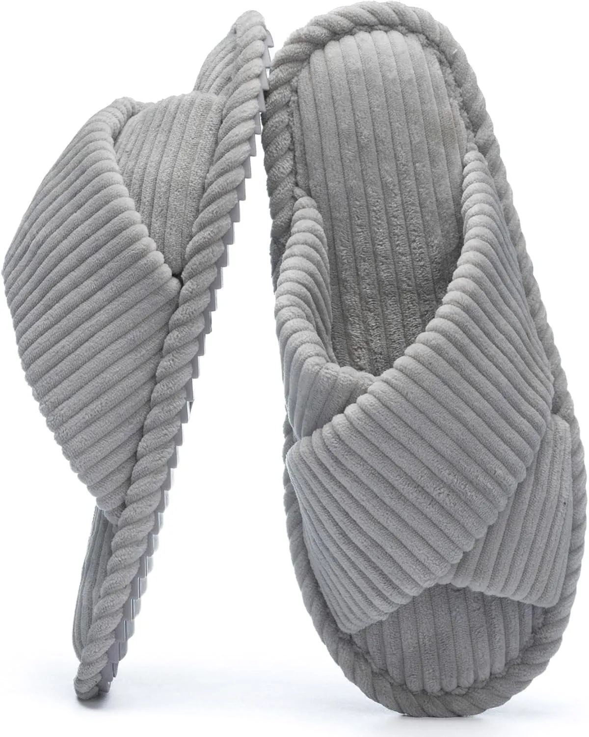 Slippers for Women Memory Foam House Bedroom Corduroy Crossbands Open Toe Slides Sandals Shoes Comfy Trendy Gift for womens Anti-Skid sole