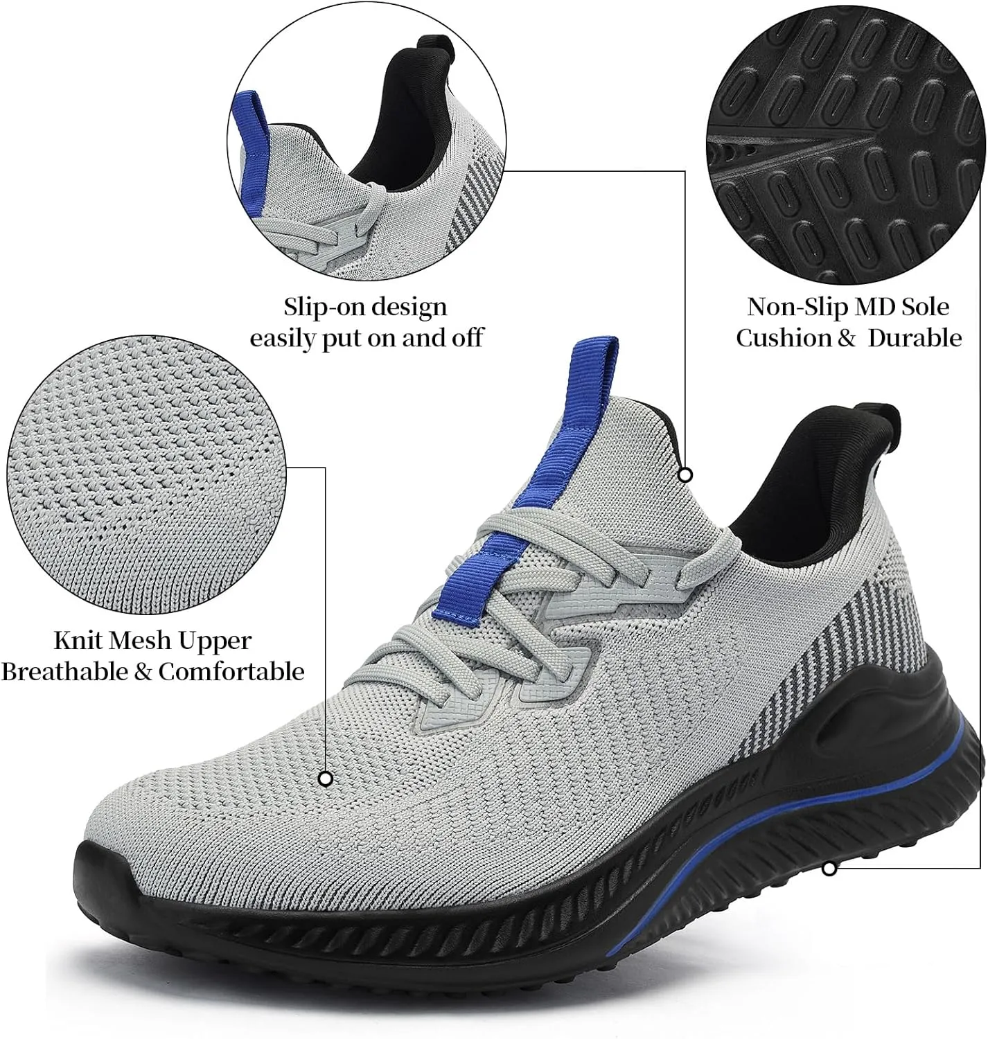 Slow Man Mens Walking Sneakers Wide Width Slip on Tennis Shoes,Lightweight Breathable Running Shoes,Ideal for Athletic Workout Gym Jogging and Casual Wear