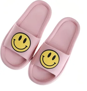 Smile Face Slippers Cloud Sandals Cute Soft Retro Lightweight EVA Anti-Slip Slip-on Cozy Indoor Outdoor Slippers for Women Men Girls Boys Open Toe Spa Bath Pool Casual Shower Anti-Skid Sole