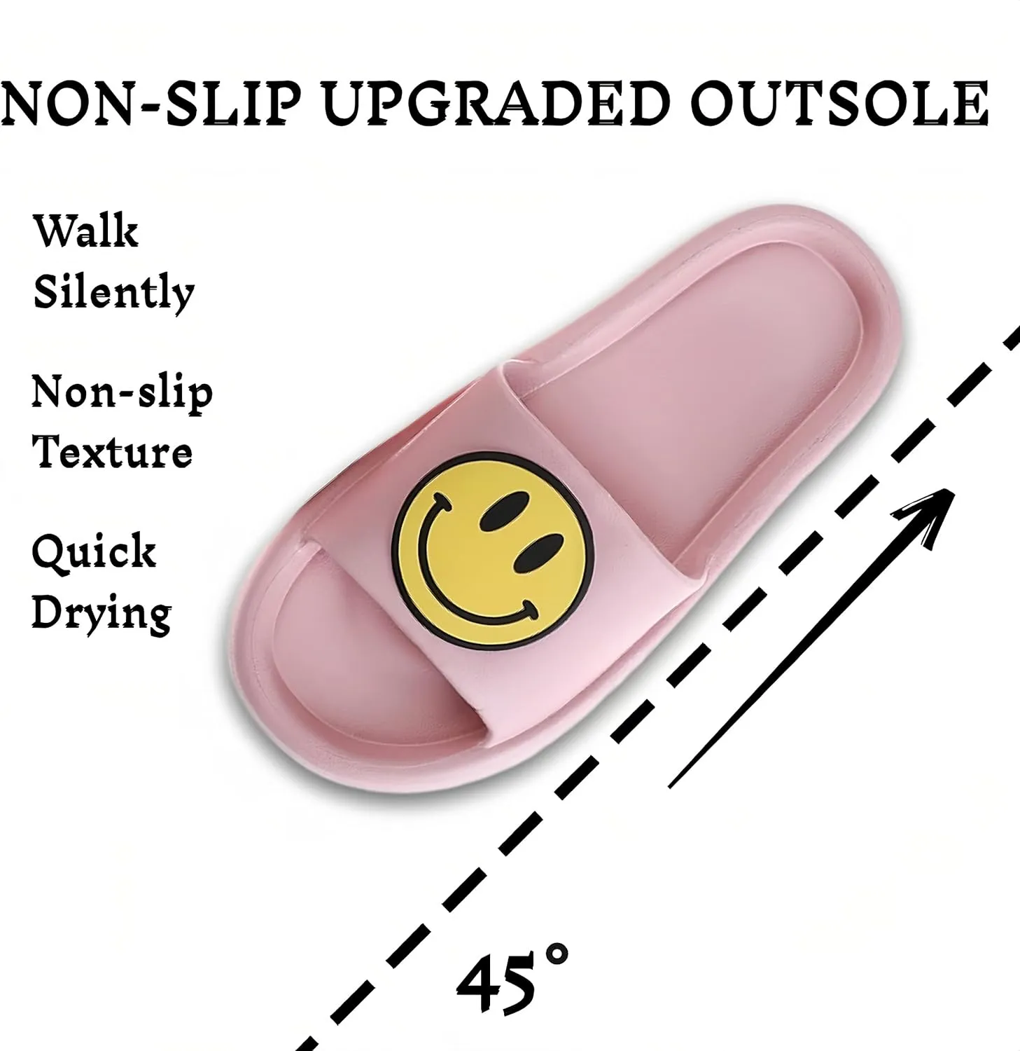 Smile Face Slippers Cloud Sandals Cute Soft Retro Lightweight EVA Anti-Slip Slip-on Cozy Indoor Outdoor Slippers for Women Men Girls Boys Open Toe Spa Bath Pool Casual Shower Anti-Skid Sole