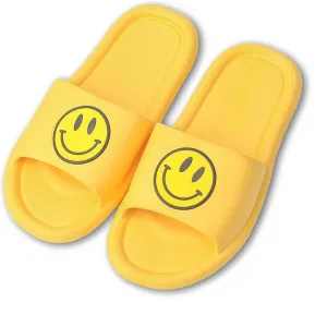 Smile Face Slippers Cloud Sandals Cute Soft Retro Lightweight EVA Anti-Slip Slip-on Cozy Indoor Outdoor Slippers for Women Men Girls Boys Open Toe Spa Bath Pool Casual Shower Anti-Skid Sole