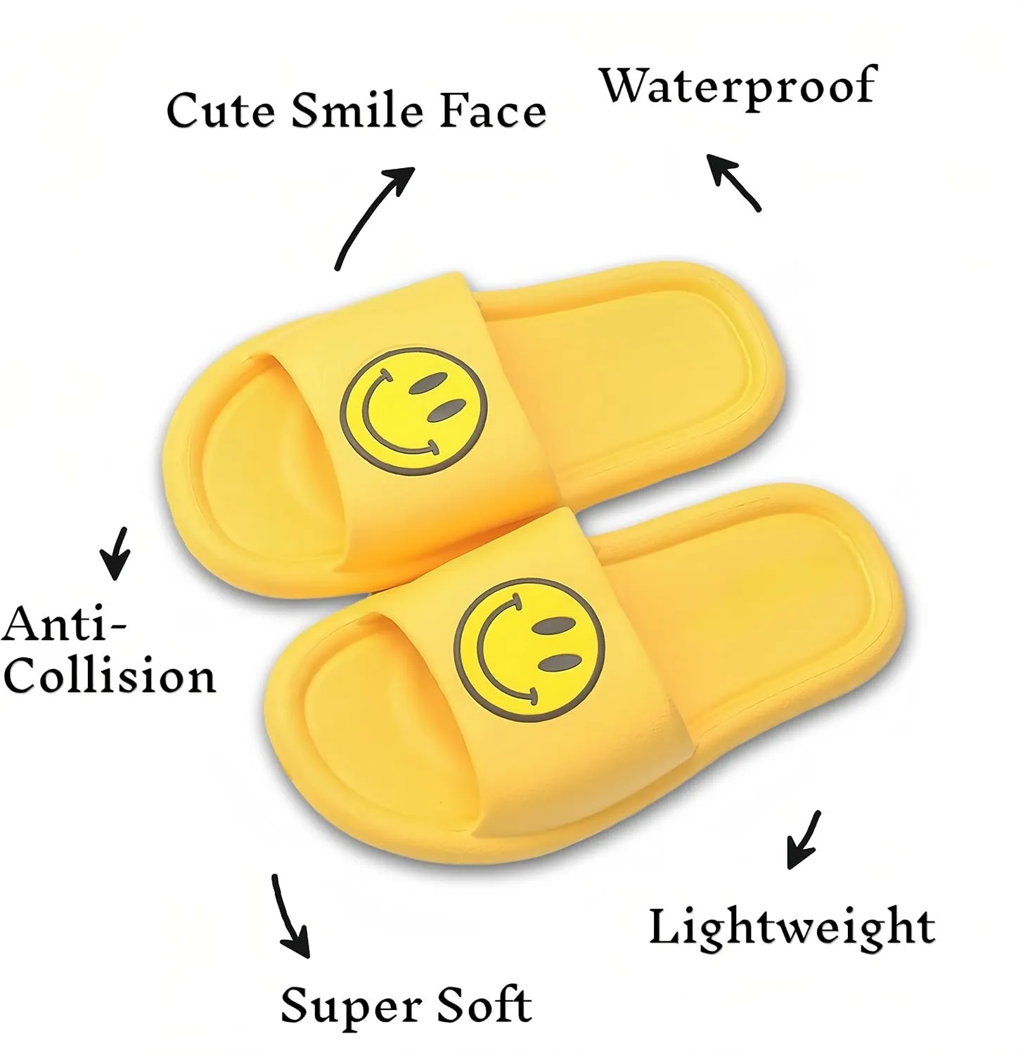 Smile Face Slippers Cloud Sandals Cute Soft Retro Lightweight EVA Anti-Slip Slip-on Cozy Indoor Outdoor Slippers for Women Men Girls Boys Open Toe Spa Bath Pool Casual Shower Anti-Skid Sole