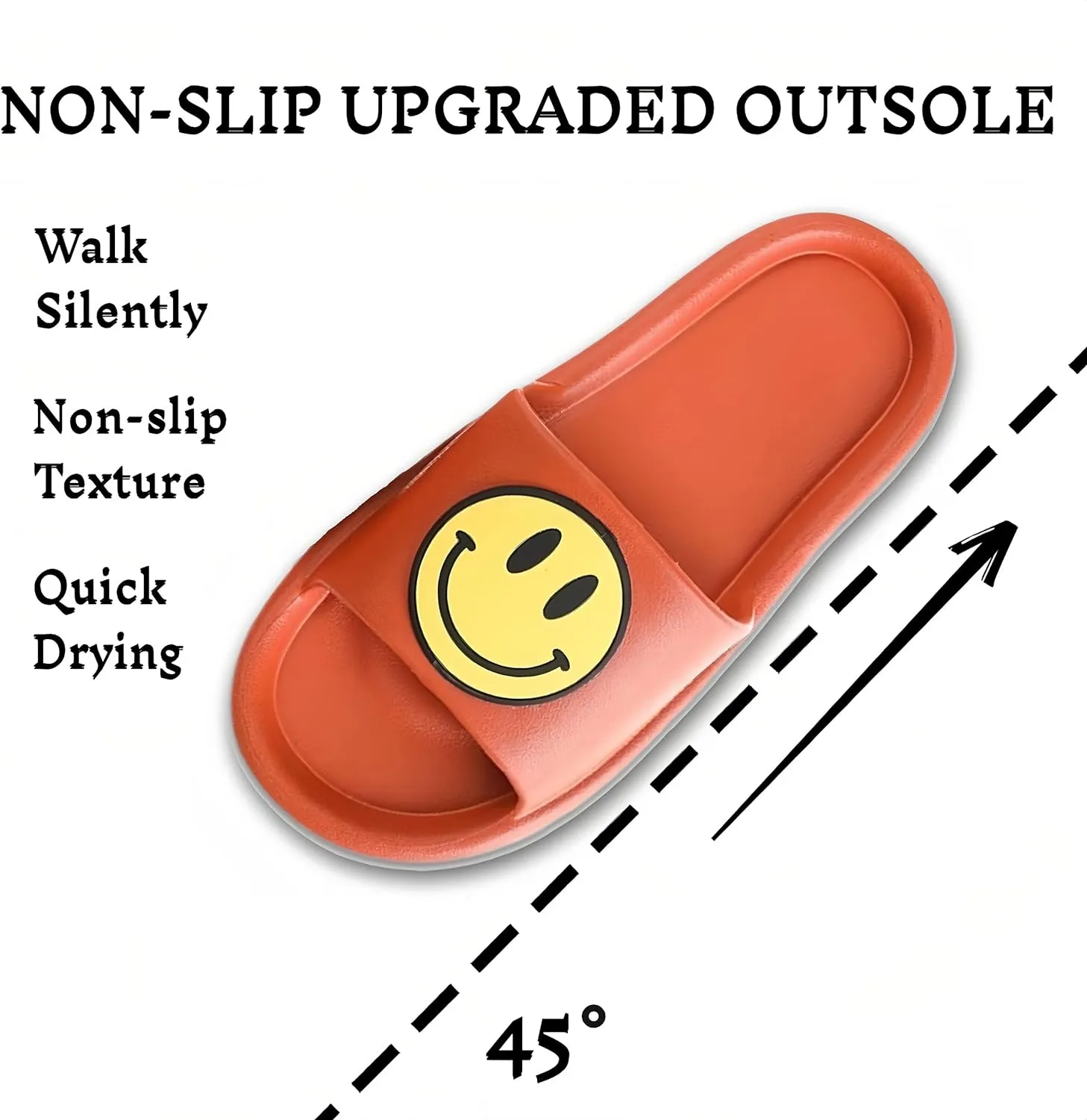 Smile Face Slippers Cloud Sandals Cute Soft Retro Lightweight EVA Anti-Slip Slip-on Cozy Indoor Outdoor Slippers for Women Men Girls Boys Open Toe Spa Bath Pool Casual Shower Anti-Skid Sole