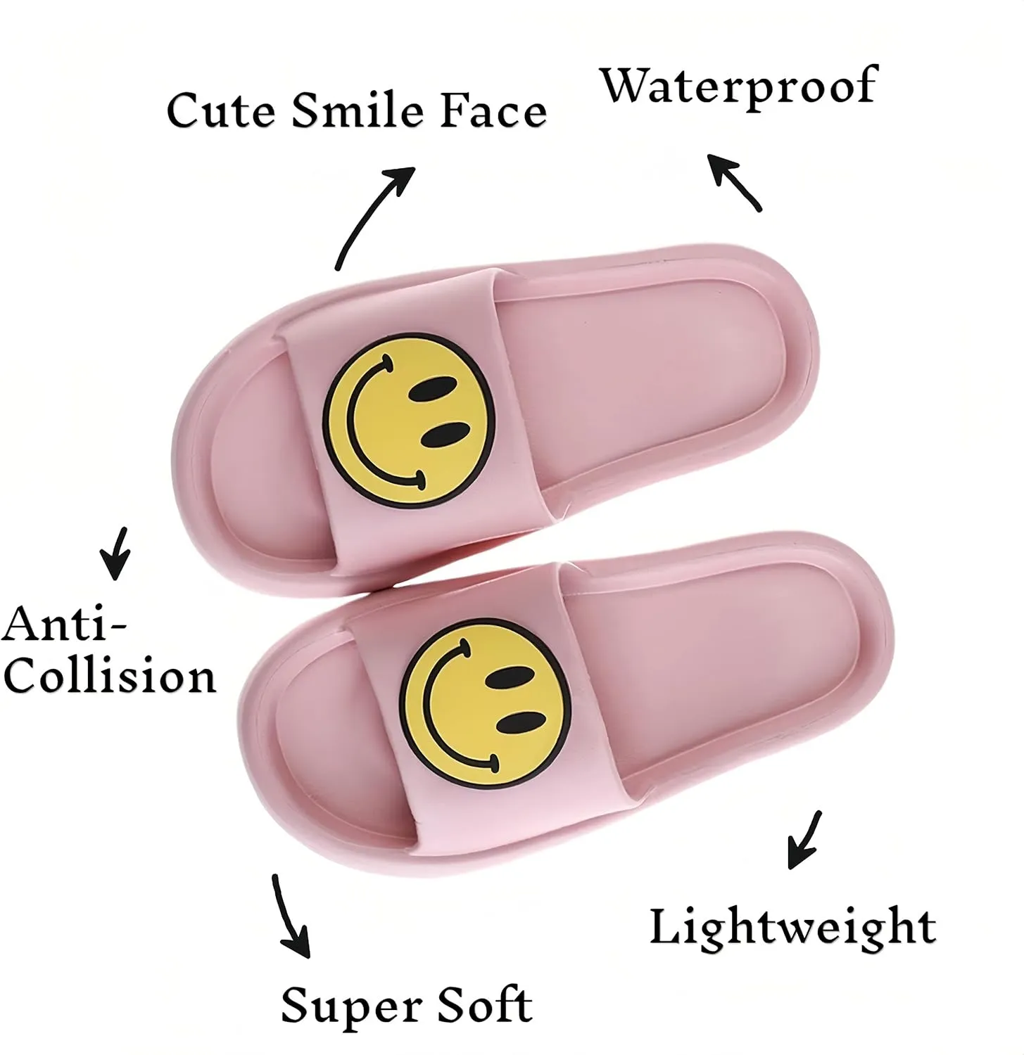 Smile Face Slippers Cloud Sandals Cute Soft Retro Lightweight EVA Anti-Slip Slip-on Cozy Indoor Outdoor Slippers for Women Men Girls Boys Open Toe Spa Bath Pool Casual Shower Anti-Skid Sole