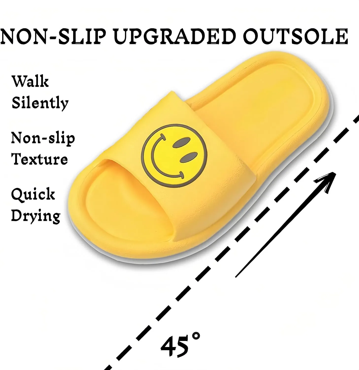 Smile Face Slippers Cloud Sandals Cute Soft Retro Lightweight EVA Anti-Slip Slip-on Cozy Indoor Outdoor Slippers for Women Men Girls Boys Open Toe Spa Bath Pool Casual Shower Anti-Skid Sole
