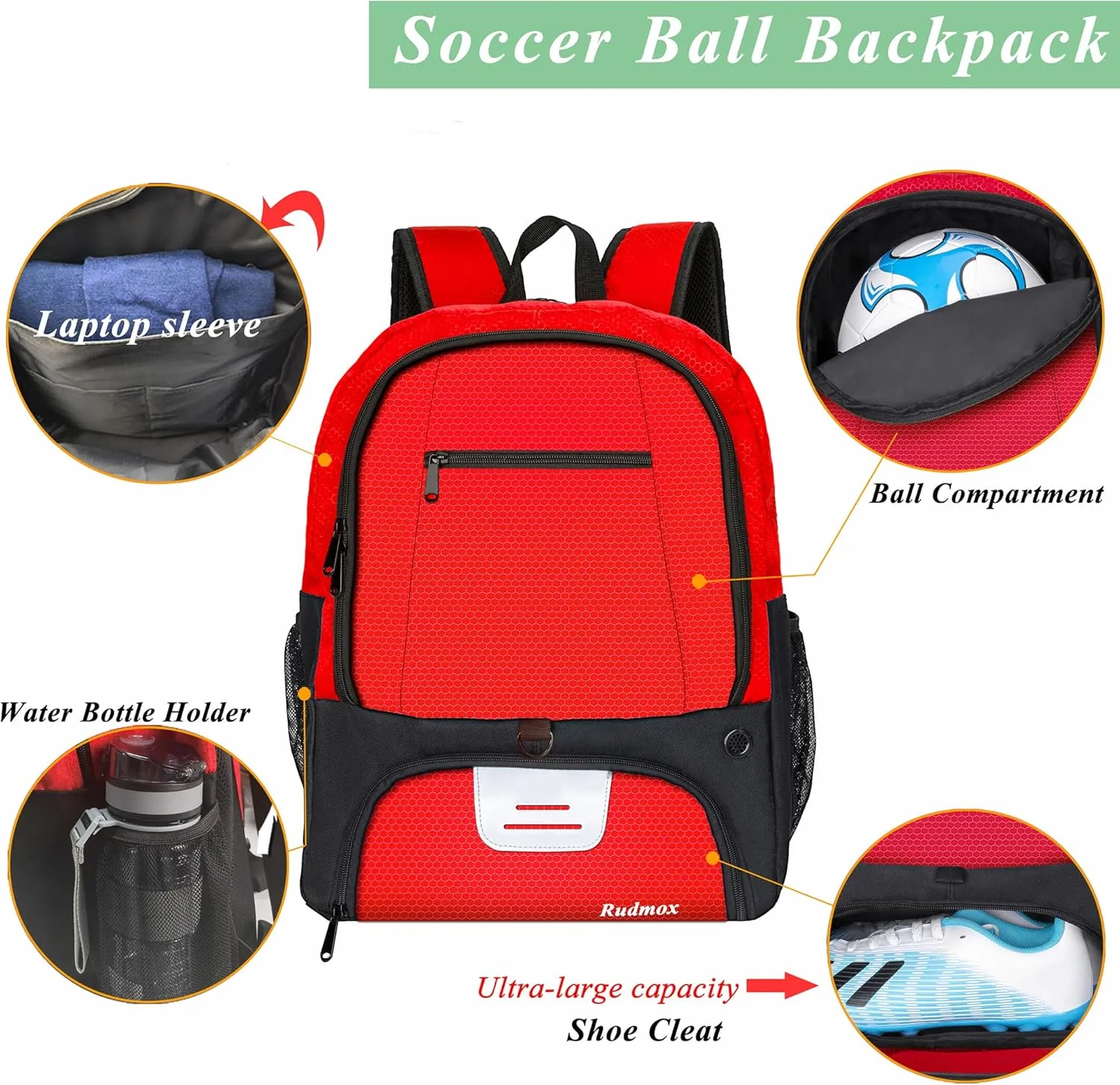 Soccer Ball Bag-Backpack for Basketball,Volleyball with Cleat Shoes and Ball Compartment for Sports Team,Trainning