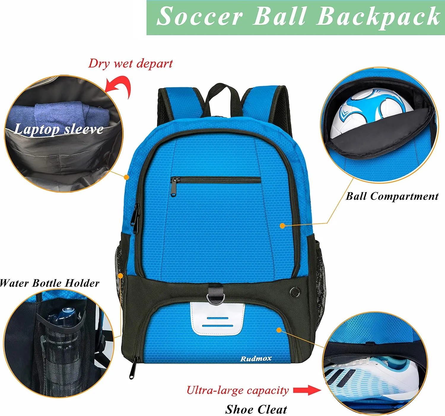Soccer Ball Bag-Backpack for Basketball,Volleyball with Cleat Shoes and Ball Compartment for Sports Team,Trainning