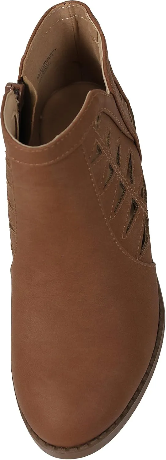 Soda Girl's Triangle Cutout Side Chunky Stacked Heel Ankle Boot