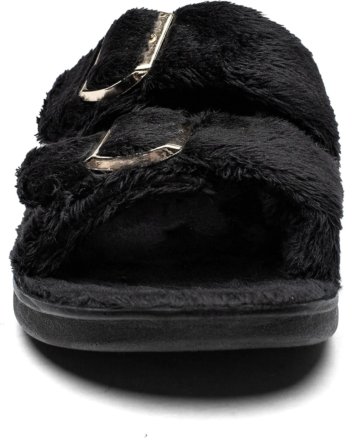 SOLLBEAM Womens plantar faciitis Fuzzy House Slippers Open Toe with Cozy Lining Arch Support Orthotic Heel Cup sandals
