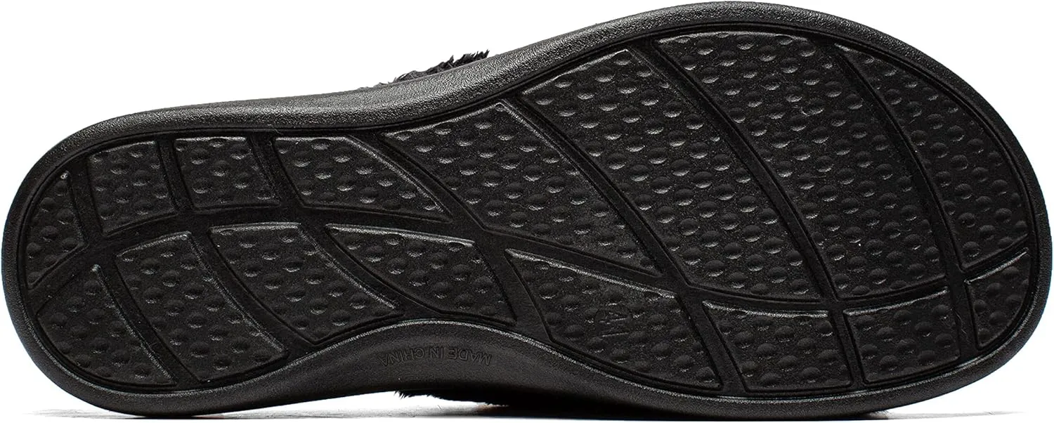 SOLLBEAM Womens plantar faciitis Fuzzy House Slippers Open Toe with Cozy Lining Arch Support Orthotic Heel Cup sandals