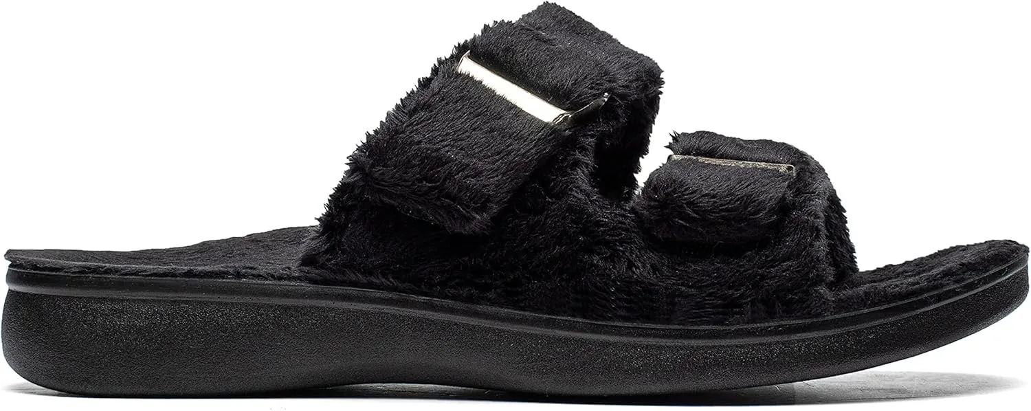 SOLLBEAM Womens plantar faciitis Fuzzy House Slippers Open Toe with Cozy Lining Arch Support Orthotic Heel Cup sandals