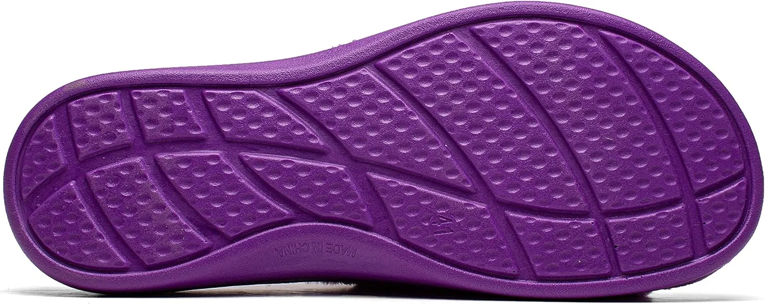 SOLLBEAM Womens plantar faciitis Fuzzy House Slippers Open Toe with Cozy Lining Arch Support Orthotic Heel Cup sandals