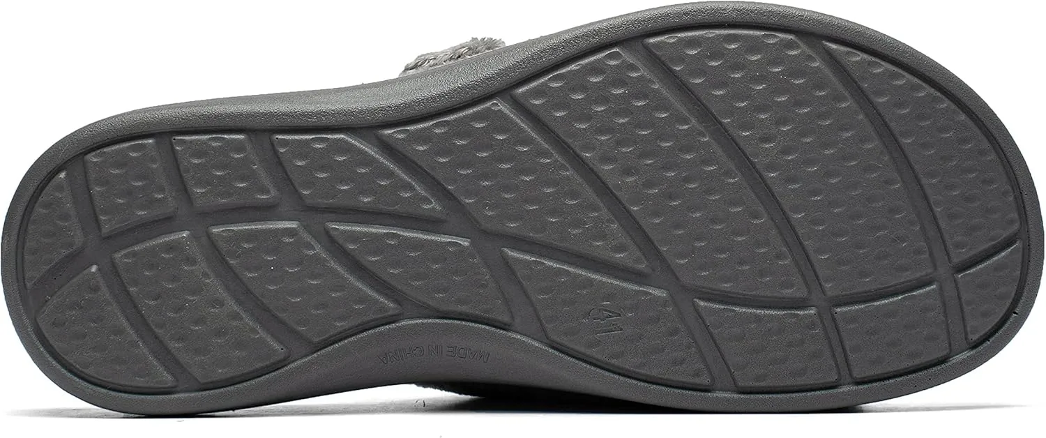 SOLLBEAM Womens plantar faciitis Fuzzy House Slippers Open Toe with Cozy Lining Arch Support Orthotic Heel Cup sandals