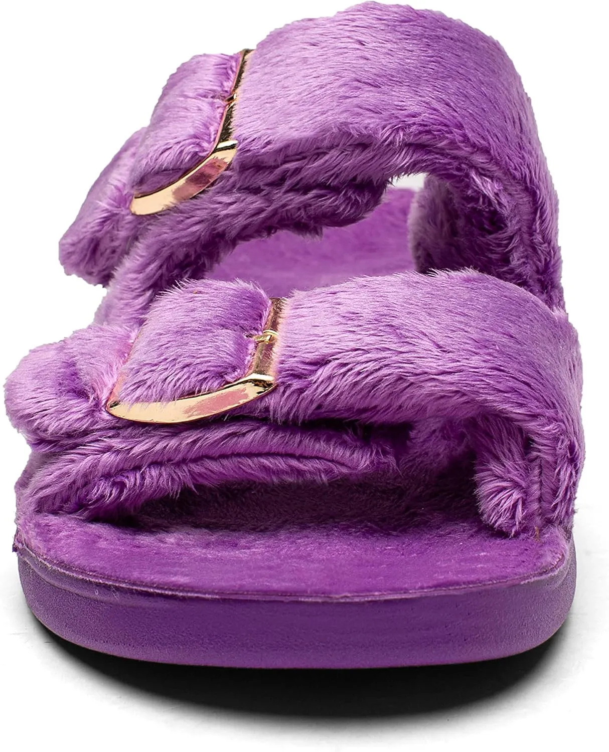 SOLLBEAM Womens plantar faciitis Fuzzy House Slippers Open Toe with Cozy Lining Arch Support Orthotic Heel Cup sandals