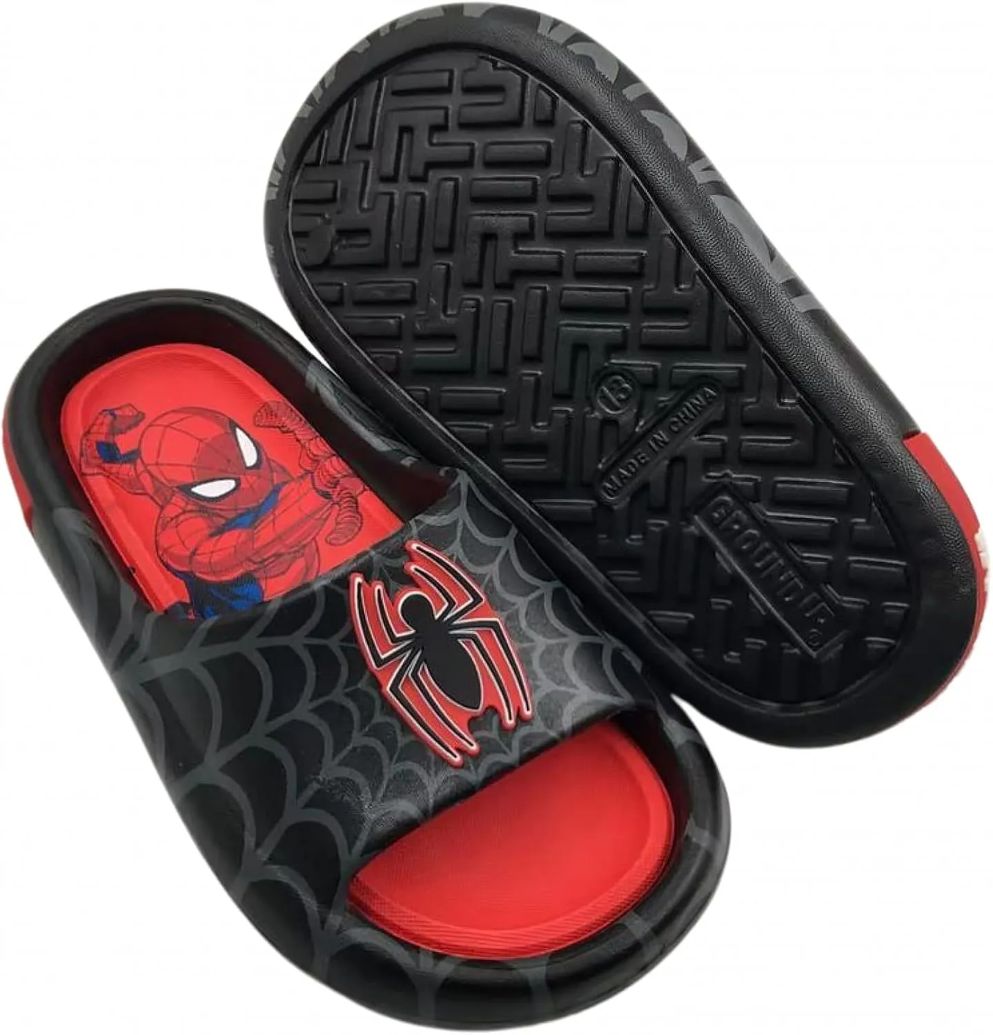 Spider-Man Webbed Logo Youth Boy's Flip Flop Slides