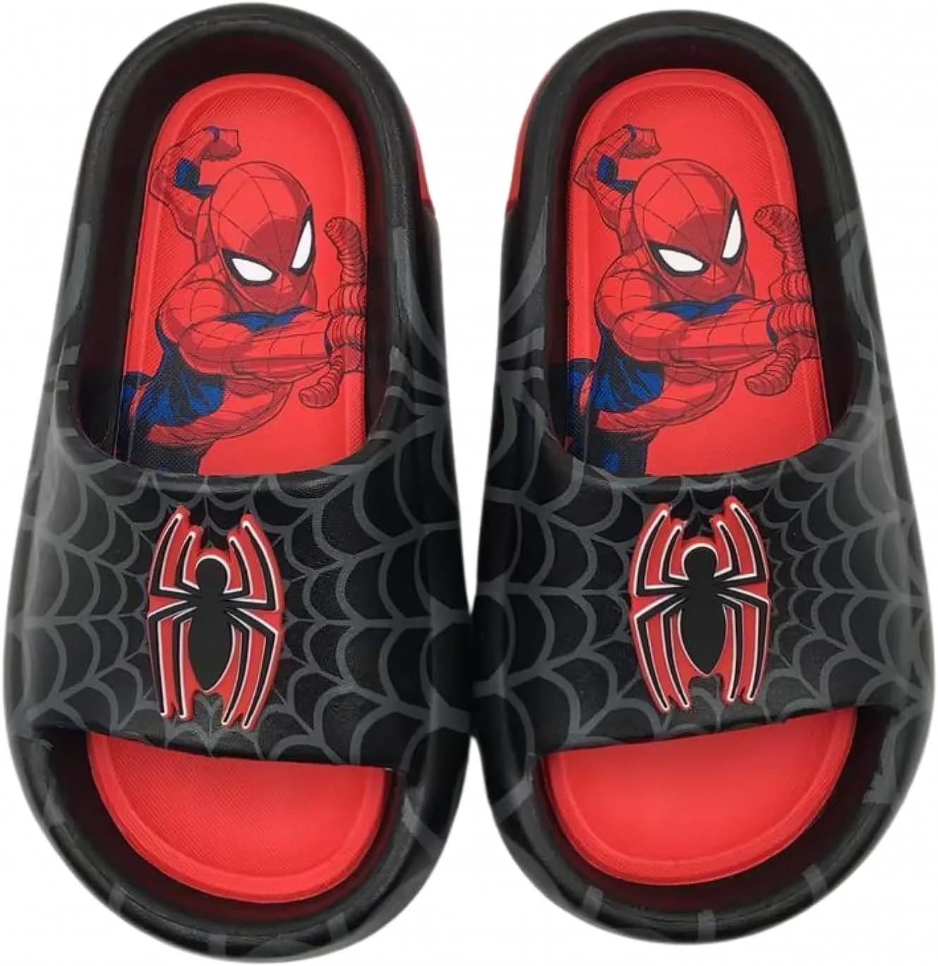 Spider-Man Webbed Logo Youth Boy's Flip Flop Slides
