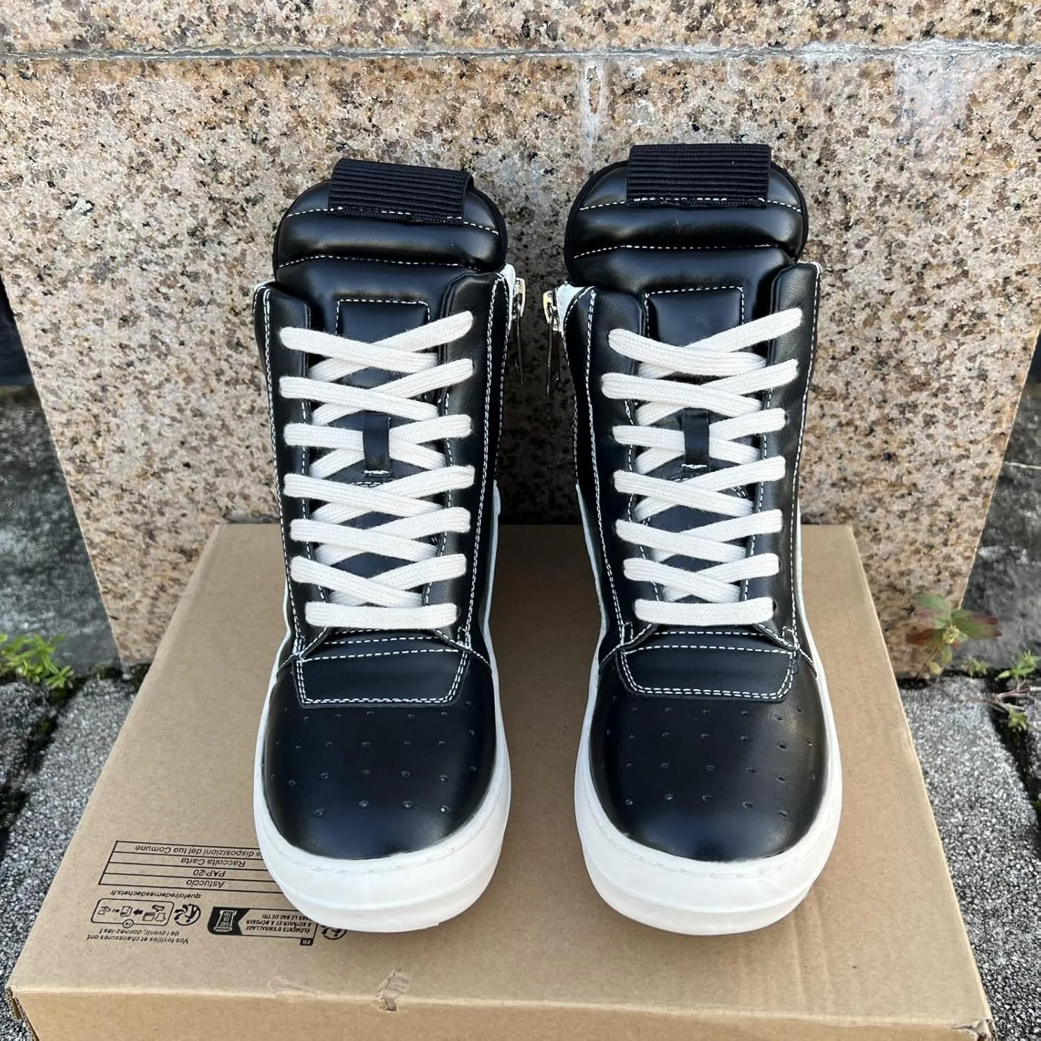 Street Style Vintage Women High-top Sneakers Soft Leather with Zipper Retro Fashion Unisex Trainers Shoes