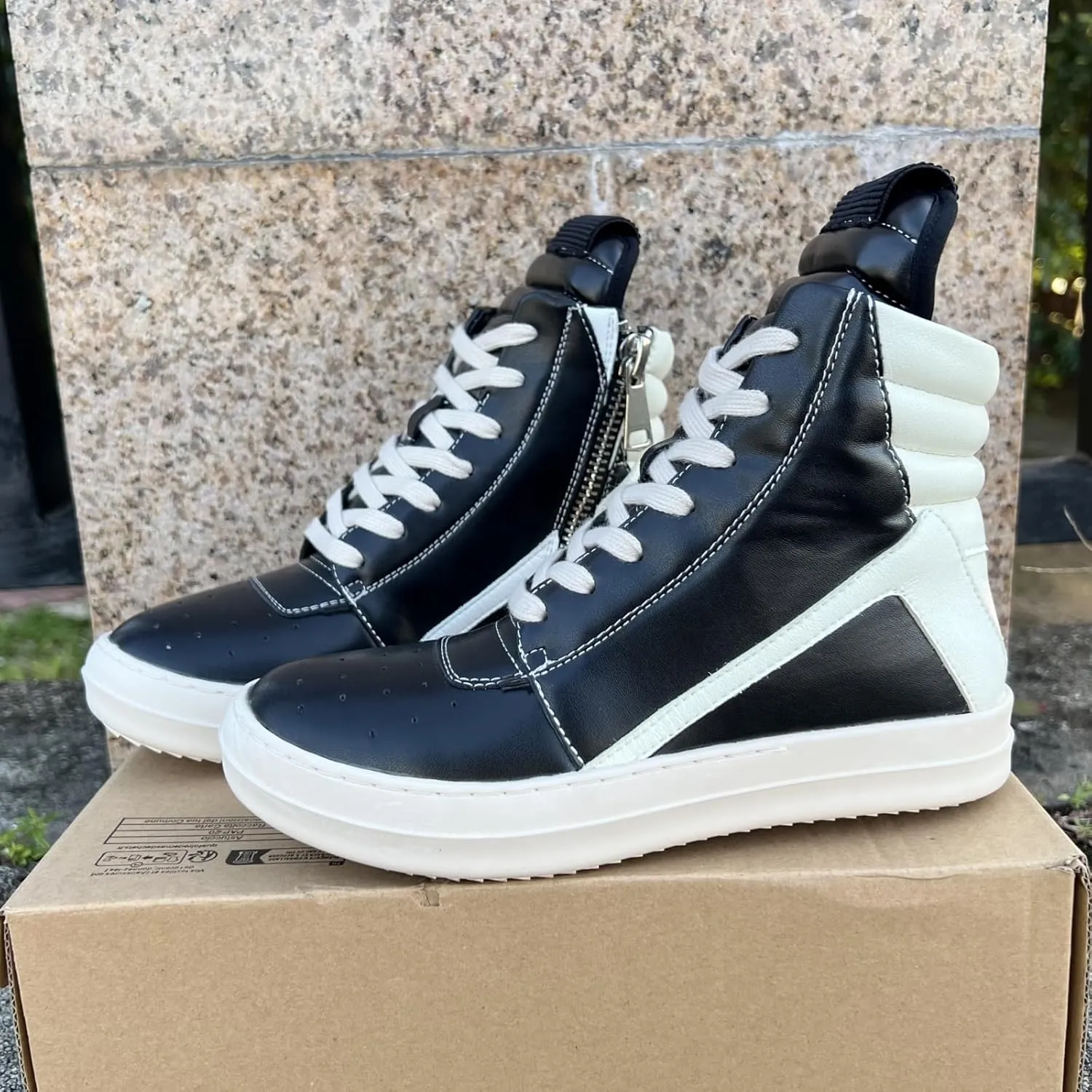 Street Style Vintage Women High-top Sneakers Soft Leather with Zipper Retro Fashion Unisex Trainers Shoes