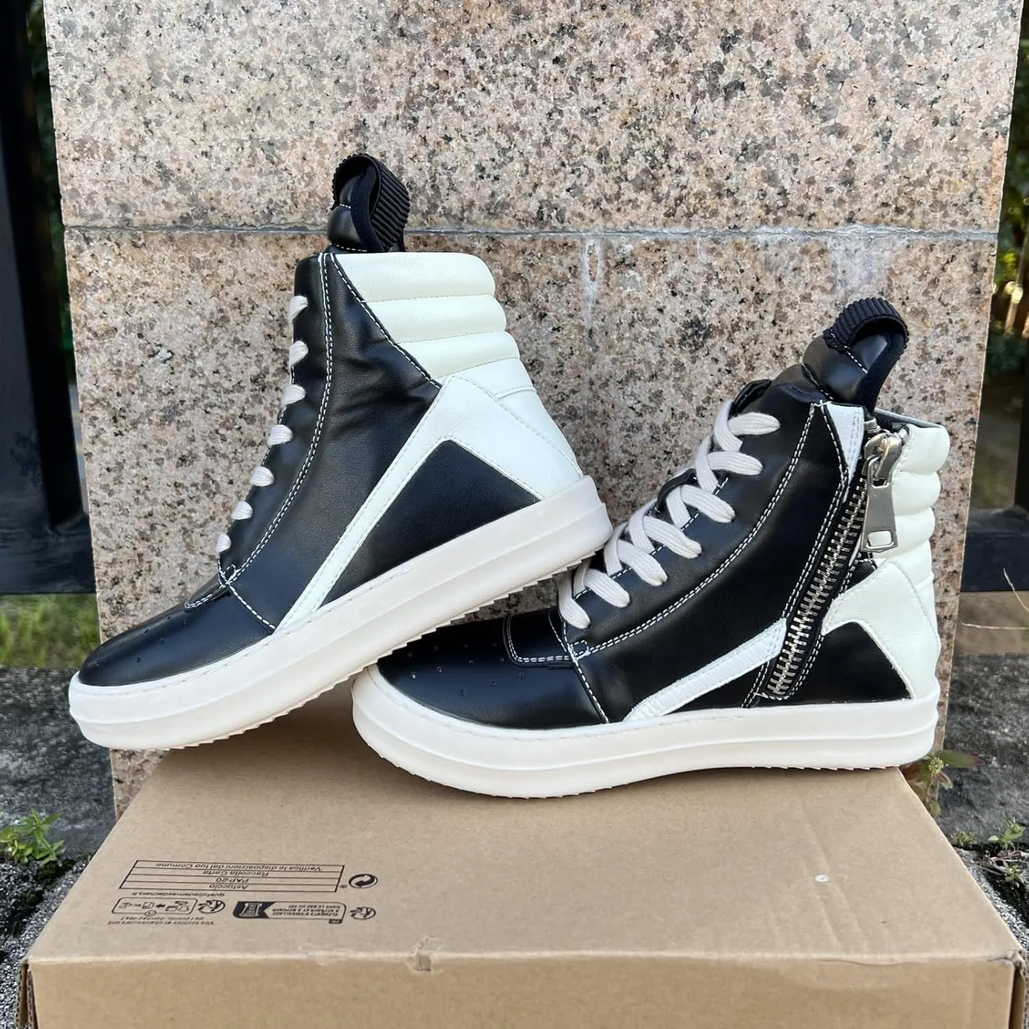 Street Style Vintage Women High-top Sneakers Soft Leather with Zipper Retro Fashion Unisex Trainers Shoes