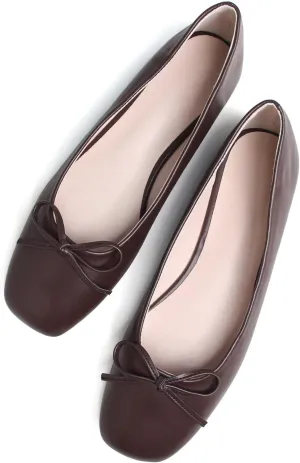 Stunner Women's Ballet Flats Fashion Classic Comfort Square Toe Slip-On Flats Wide Width Flat Shoes