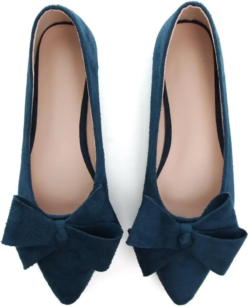 Stunner Womens Flats Fashion Pointed Toe Bowknot Ballet Flats Cute Slip On Dress Flats Comfortable Party Wedding Flats
