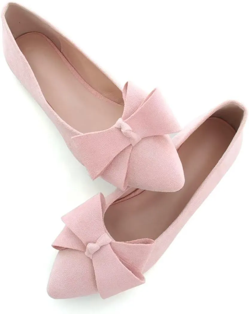 Stunner Womens Flats Fashion Pointed Toe Bowknot Ballet Flats Cute Slip On Dress Flats Comfortable Party Wedding Flats