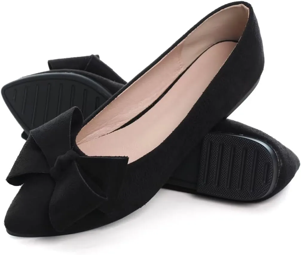 Stunner Womens Flats Fashion Pointed Toe Bowknot Ballet Flats Cute Slip On Dress Flats Comfortable Party Wedding Flats