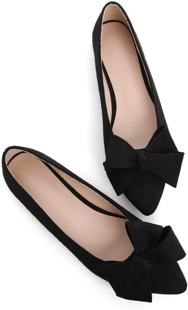 Stunner Womens Flats Fashion Pointed Toe Bowknot Ballet Flats Cute Slip On Dress Flats Comfortable Party Wedding Flats