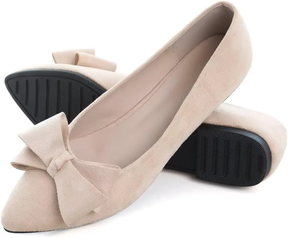 Stunner Womens Flats Fashion Pointed Toe Bowknot Ballet Flats Cute Slip On Dress Flats Comfortable Party Wedding Flats