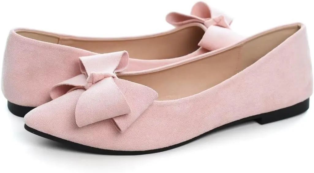 Stunner Womens Flats Fashion Pointed Toe Bowknot Ballet Flats Cute Slip On Dress Flats Comfortable Party Wedding Flats