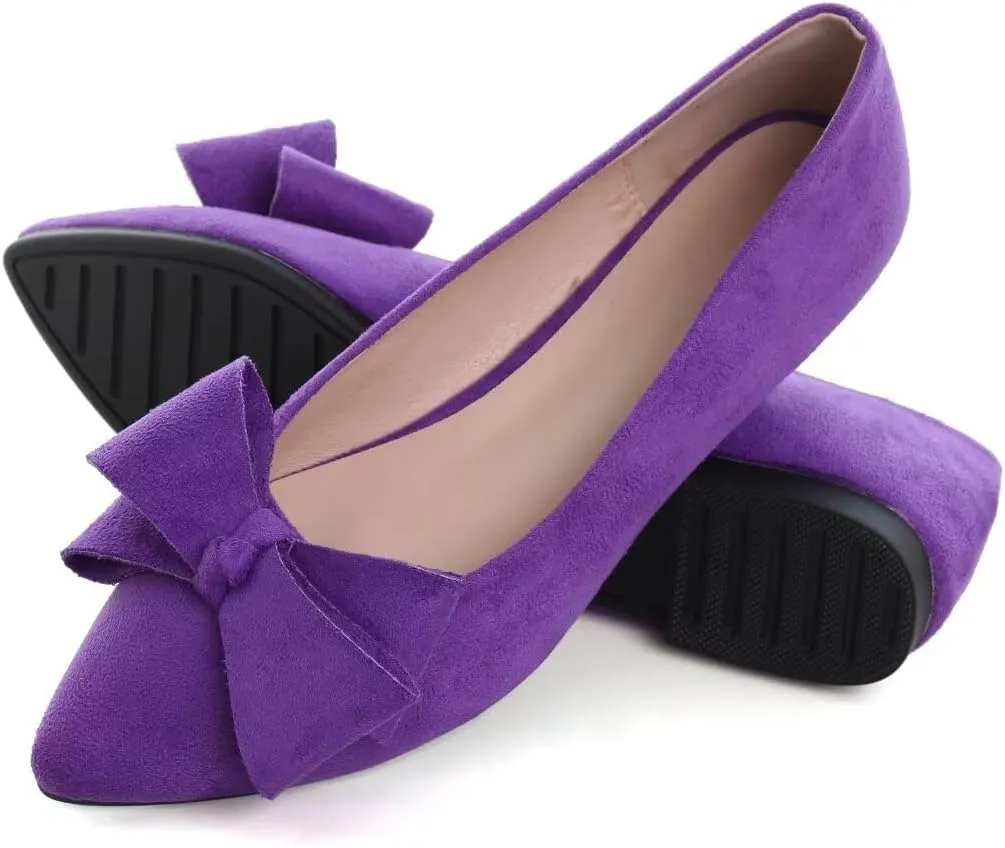 Stunner Womens Flats Fashion Pointed Toe Bowknot Ballet Flats Cute Slip On Dress Flats Comfortable Party Wedding Flats